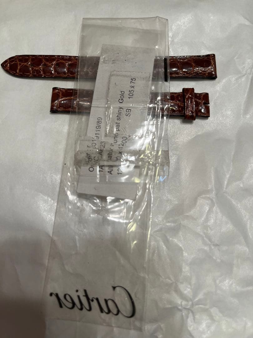 カルティエ時計ベルトアリゲーターshiny Gold 未使用1.2センチ