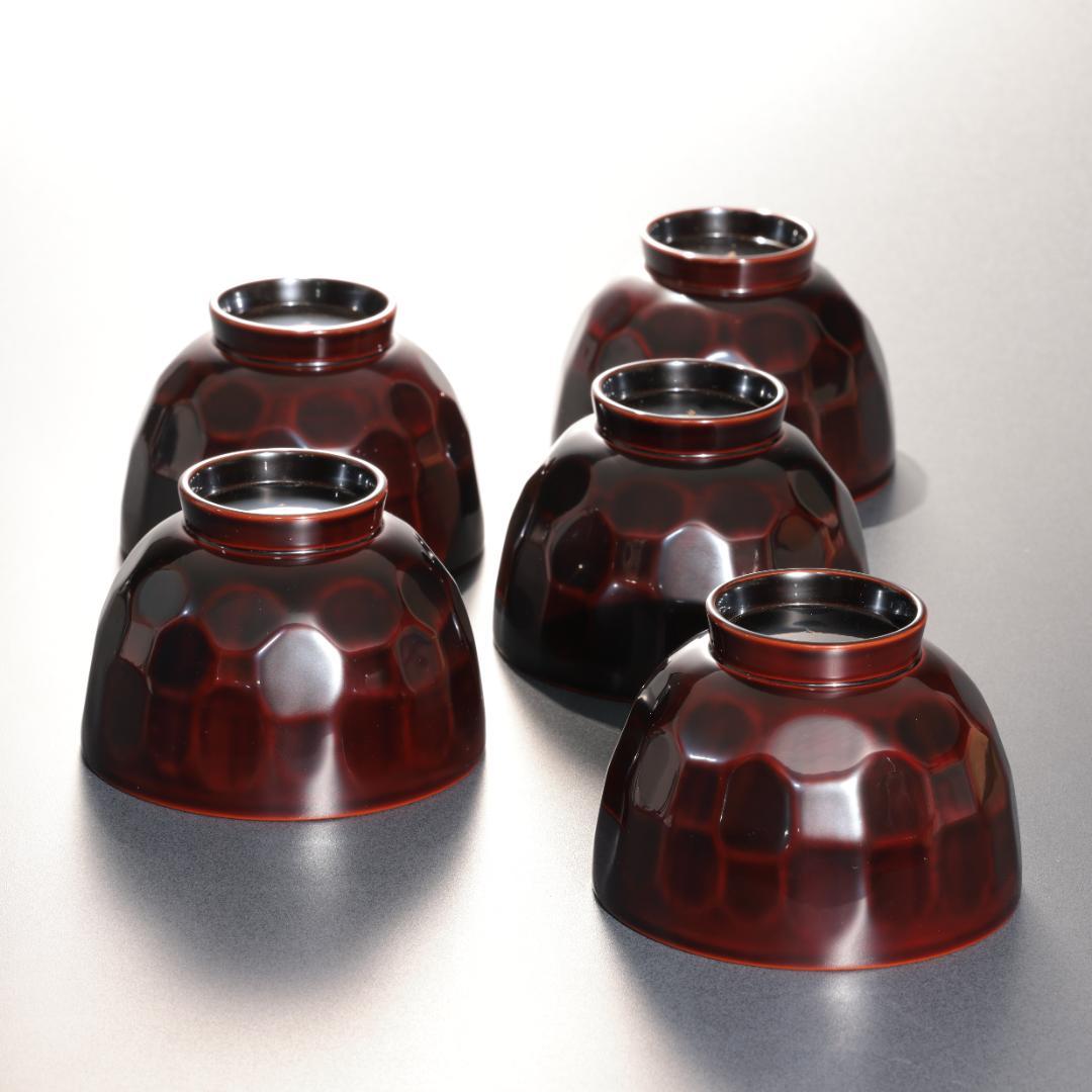 輪島塗　吸物椀５客　渦文　共箱　漆塗蓋つき椀　大向高洲堂　R1589