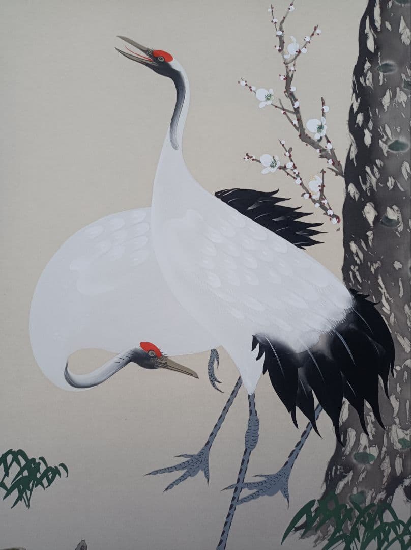 小栗春峰 美品 軸 縁起 鶴 亀 松 竹 梅 仏教 中国 美術 骨董