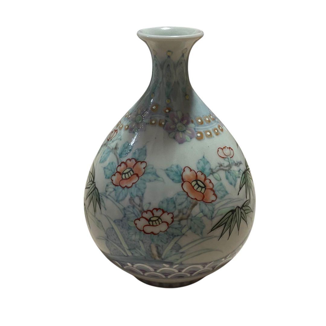 【激レア】走波　染錦竹絵椿文　壺　15.5cm 新品未使用