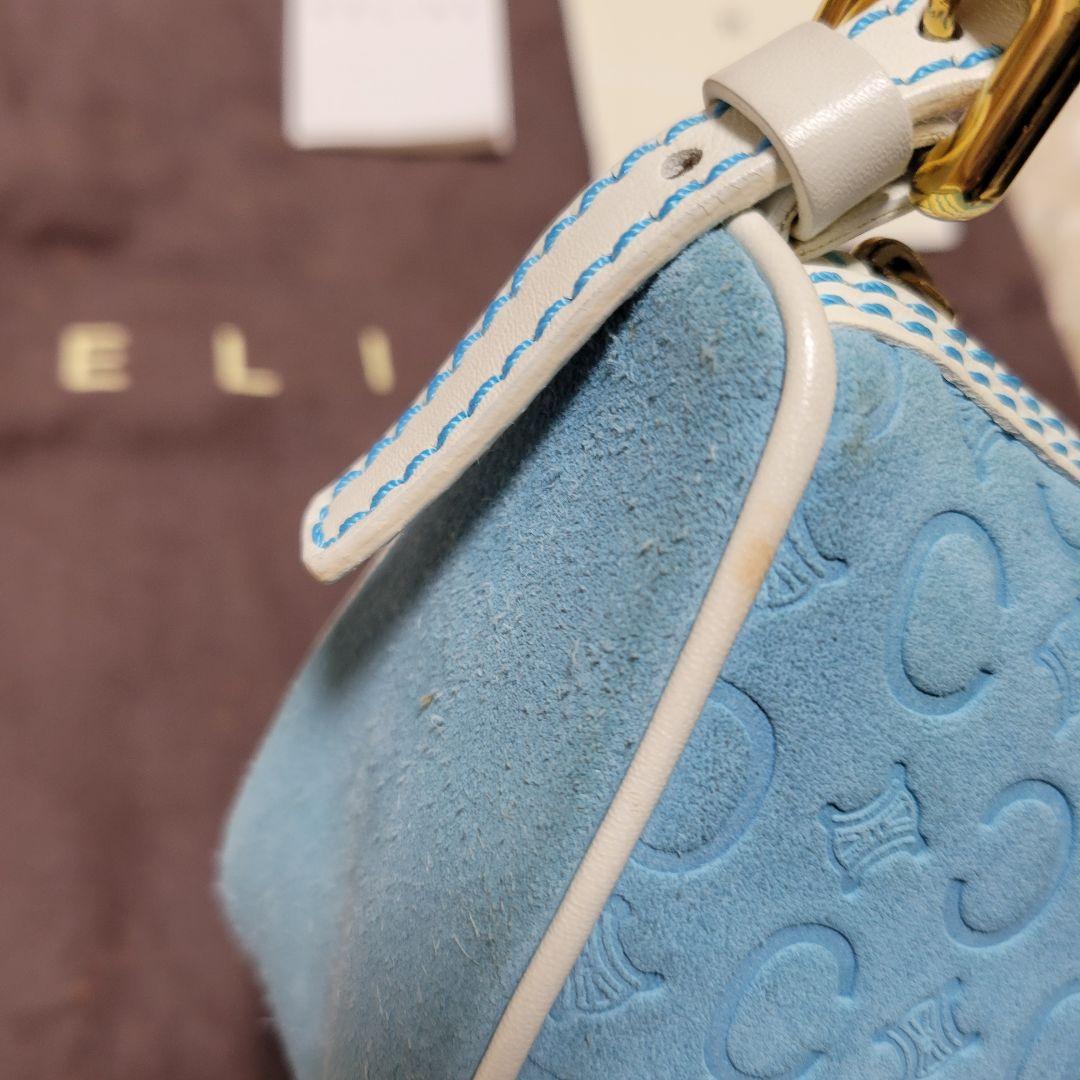 CELINE 水色 スエード ハンドバッグ