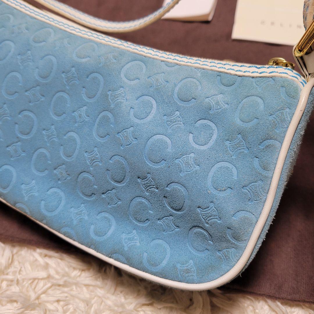 CELINE 水色 スエード ハンドバッグ