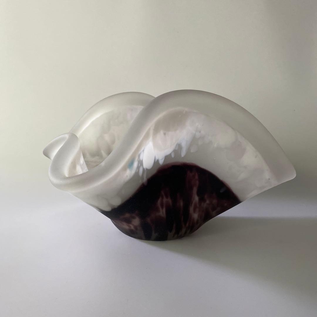 希少 36cm 藤田喬平 共箱付 自筆銘入り 花鉢 人間国宝 文化勲章