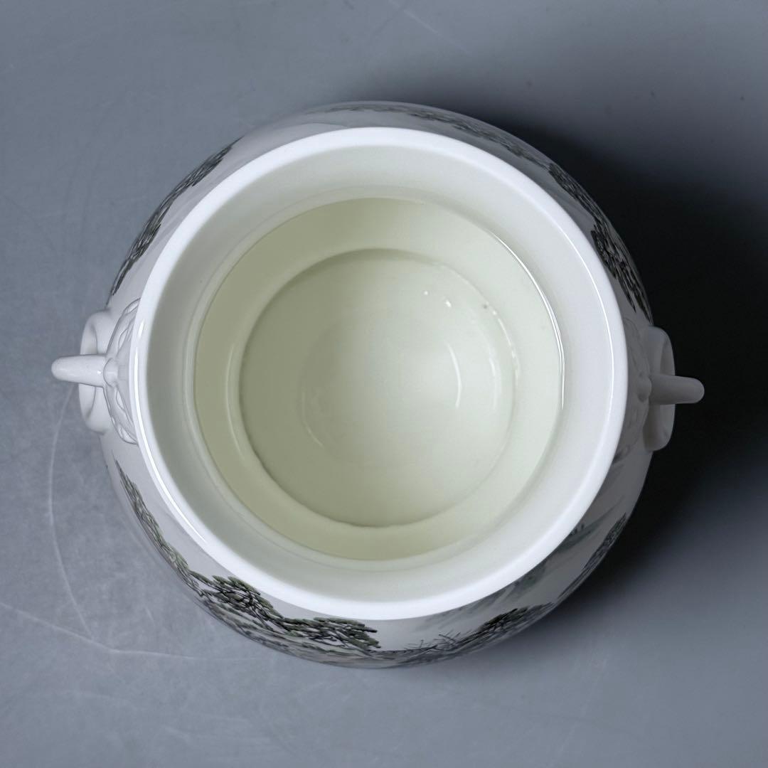 オールド深川製磁 山水図花瓶 銘有 昇然 高さ20.2cm インテリア