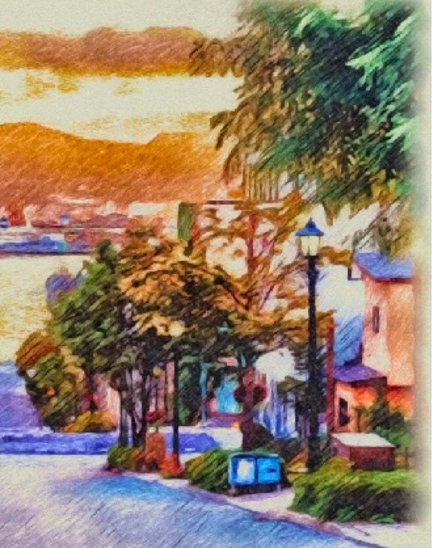 アニメ聖地巡礼絵画④額装品 32.7㎝×24.0㎝×1.5㎝背景