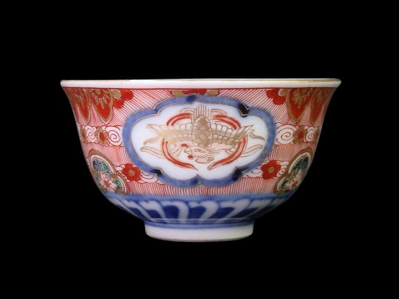 大聖寺伊万里 金襴手 窓絵 鳳凰紋 煎茶碗 向付 5客 A213AS-CWm - メルカリ