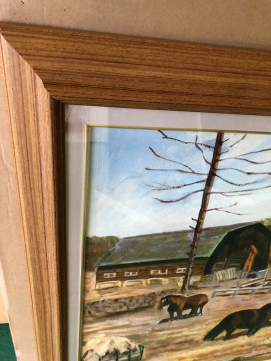 F20 チーク 木製 額縁 額 大型 アンティーク ゴールド 油絵 絵画