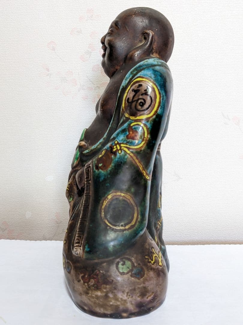 ⭐遺品少数 江戸時代 再興九谷焼 五彩手 布袋像 仏像 置物飾り 縁起物骨董品