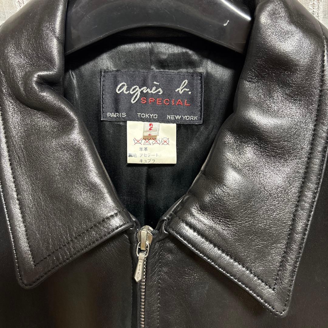 90s agnes b special ラムレザージャケット ユニセックス - メルカリ
