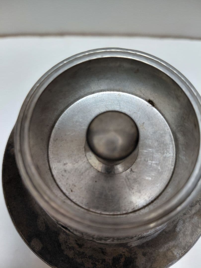 古錫　明治42年茶壺サツマ福永作　14センチ