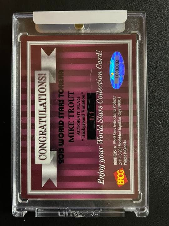 今だけ値下げ　trout 1/1 サイン入り　WBCアメリカ代表キャプテン