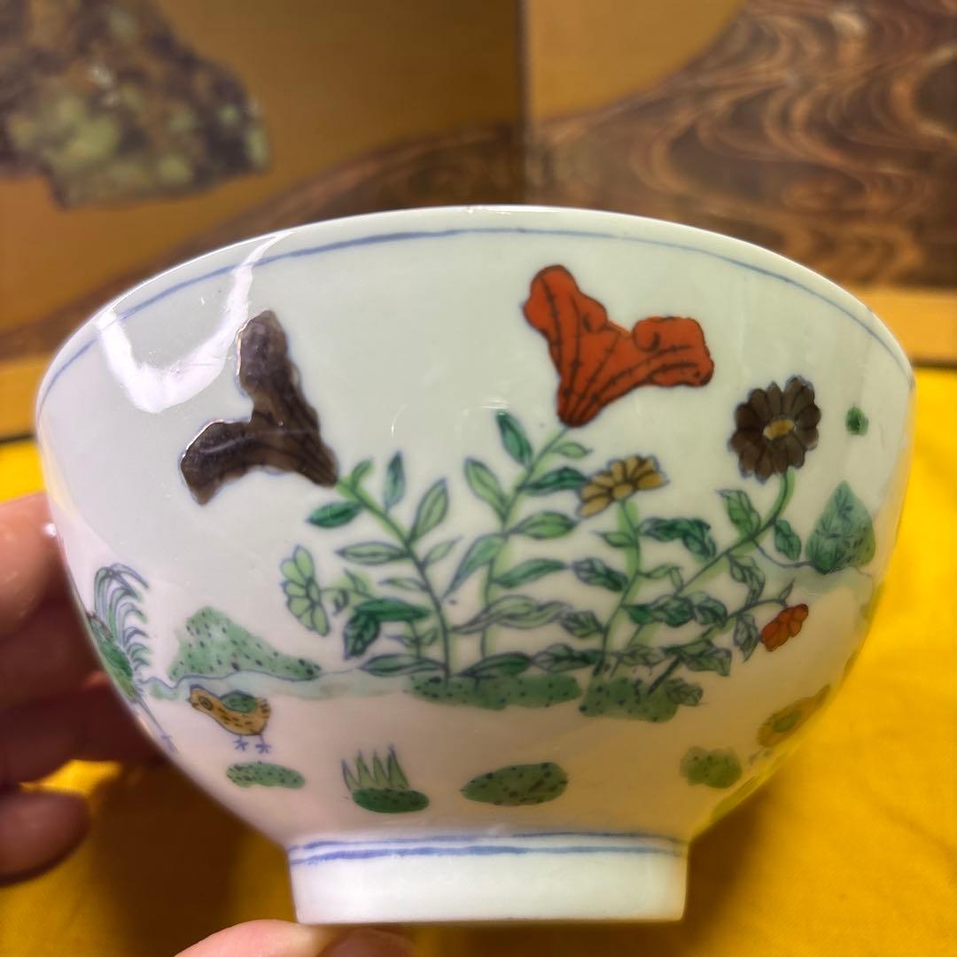 中国美術   大明成化年製    お椀　时代物　五彩　斗彩