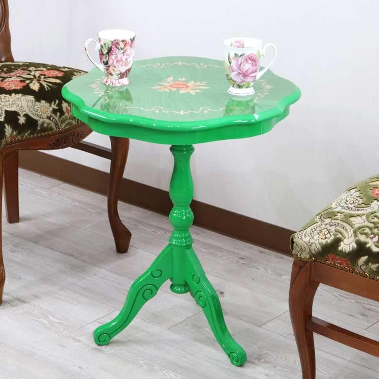 ティーテーブル イタリア グリーン 象嵌 カフェテーブル