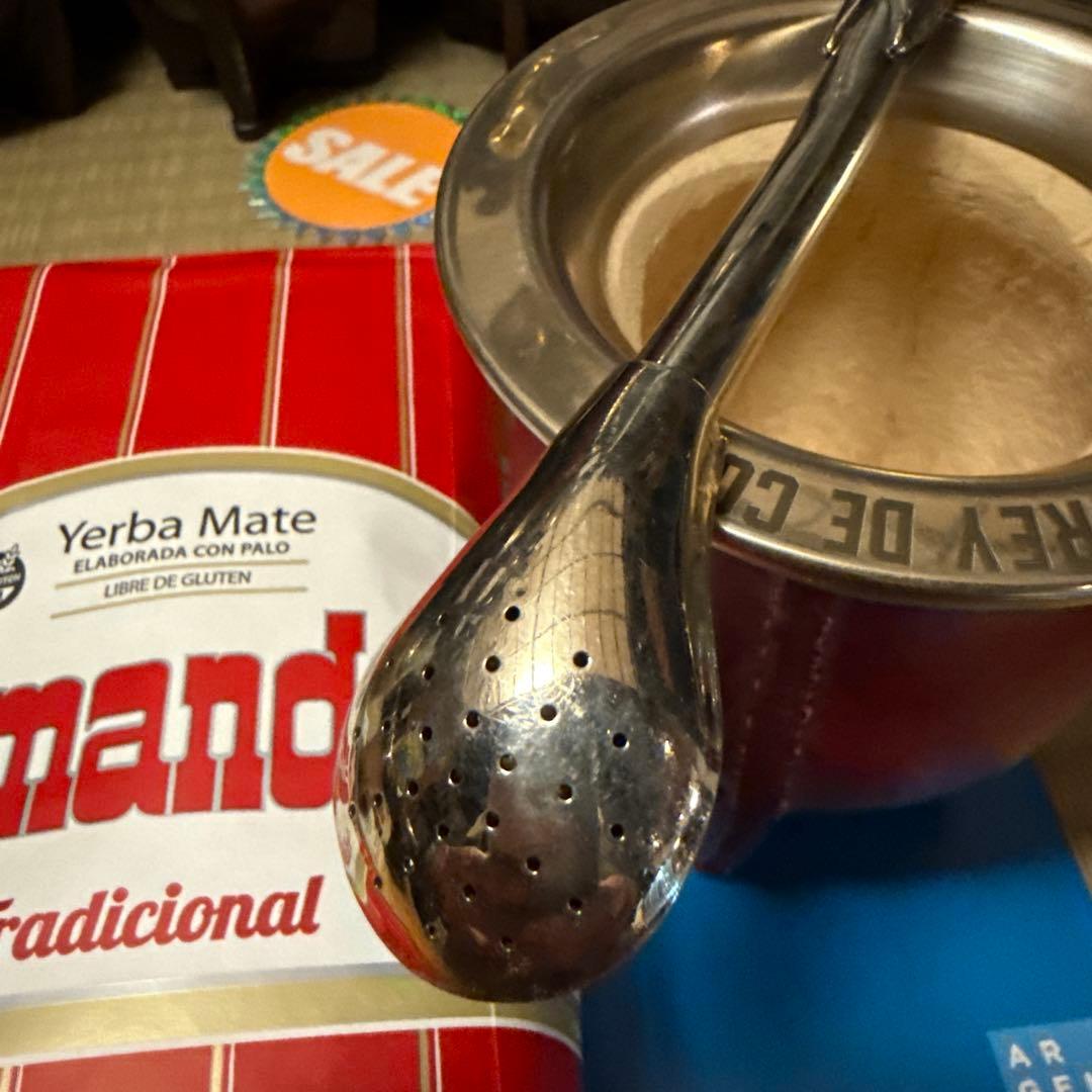 マテ壺、ボンビージャ、マテ茶葉3点セット マテ壺 ボンビージャ付