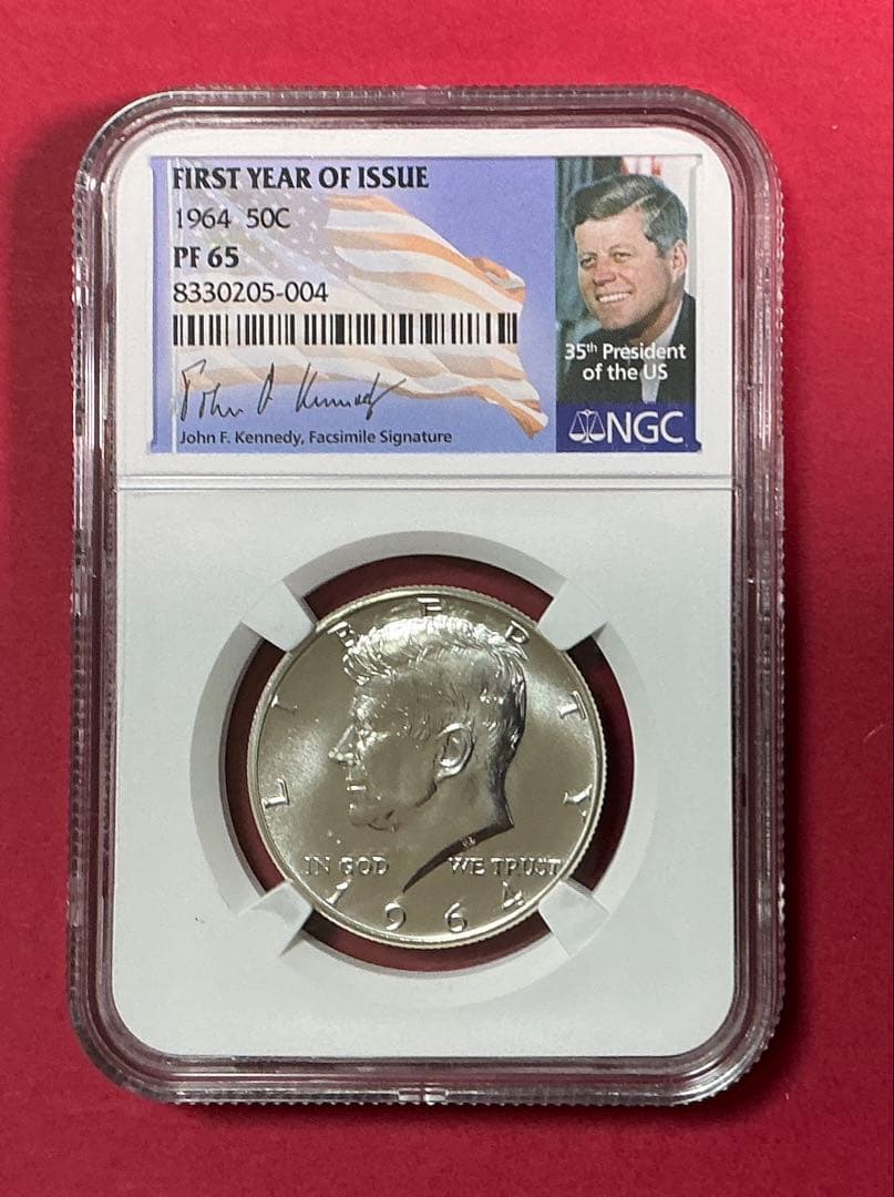 NGC鑑定】1964年 ケネディ ハーフダラー PF65 銀貨オリジナルラベル