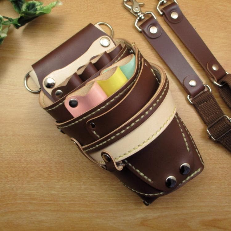 トリマー向き】 7丁 ブラウン＆カラフル シザーケース TSC-10/CBB