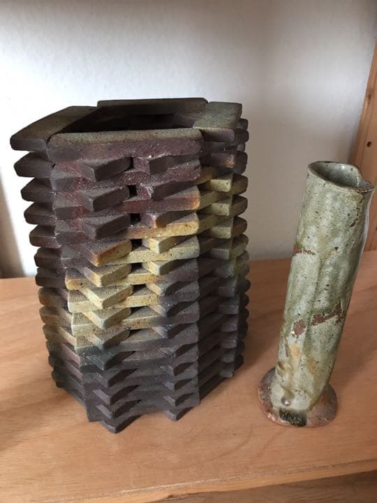 荒船焼焼き締め造形花瓶