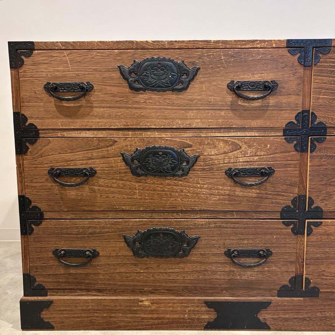 和箪笥 チェスト 3段6杯 桐箪笥 金属装飾有り