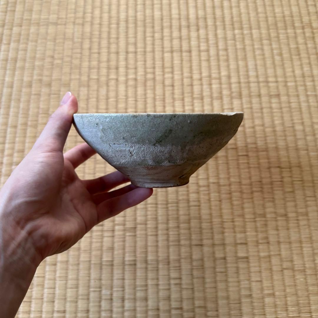 古瀬戸 灰釉 平茶碗 室町時代 山茶碗 茶道具 茶器 陶片 古美術
