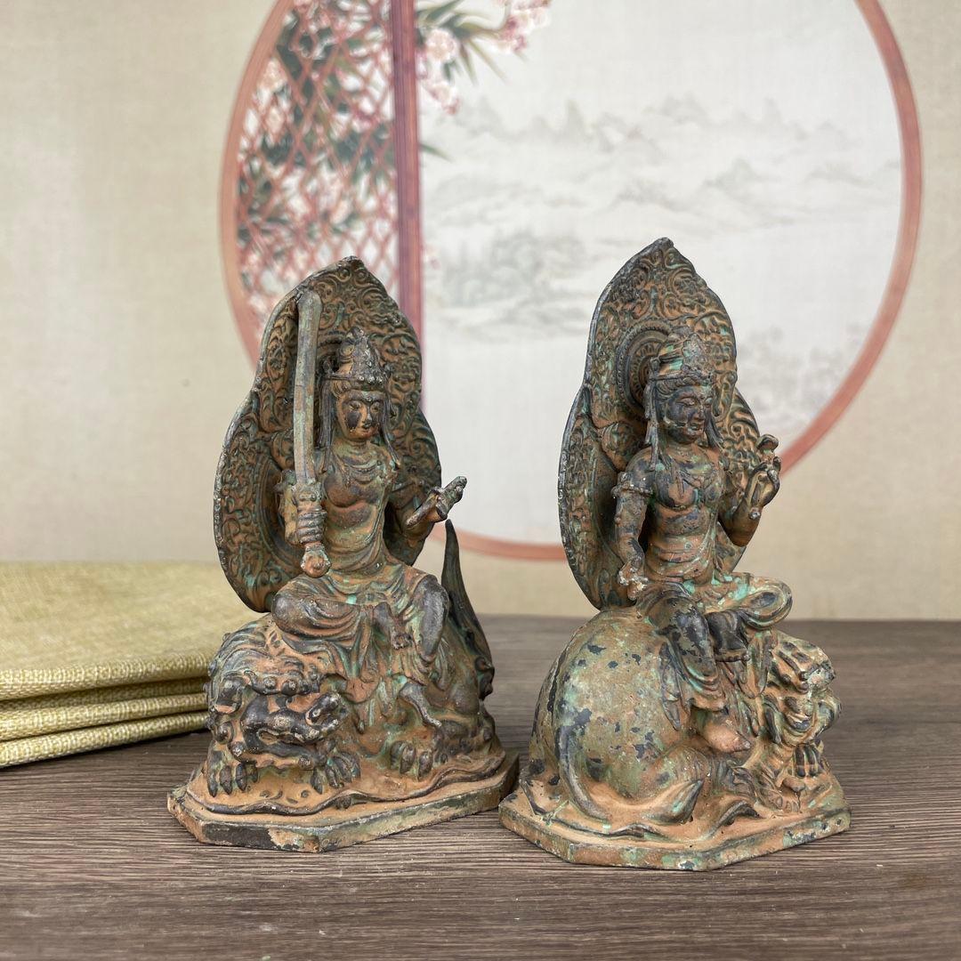 仏教美術 仏像 文殊普賢菩薩 仏堂奉納 仏像 招財 開運 風水 工芸品 置物