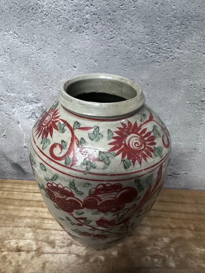 五彩 中国 赤絵 花瓶 古美術 骨董品 アンティーク