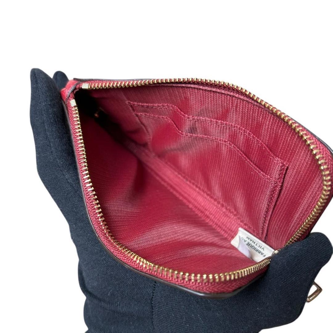 極美品　コーチ　ポーチ　ケース ジップ レザー レッド 財布 リストレット