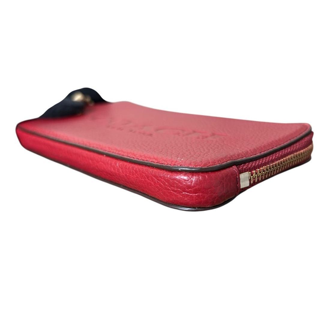 極美品　コーチ　ポーチ　ケース ジップ レザー レッド 財布 リストレット