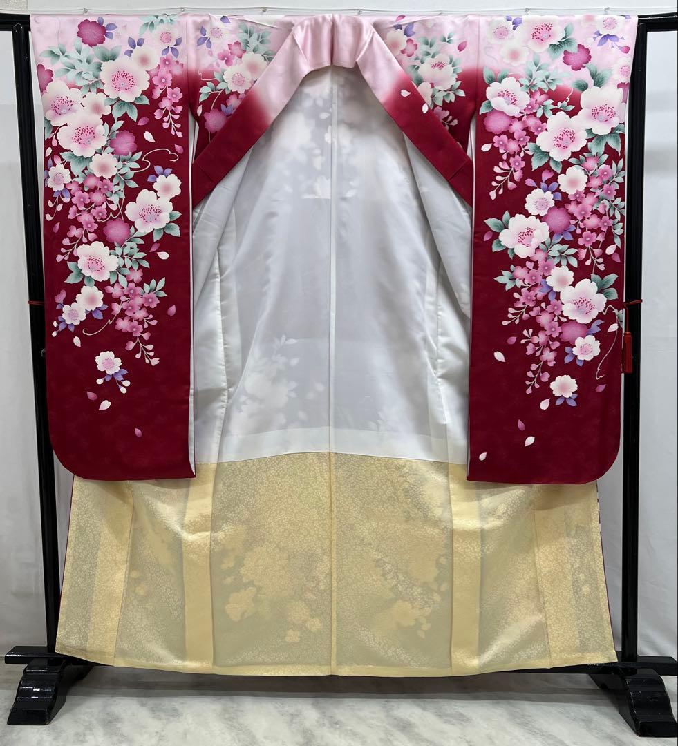 振り袖 フルセット 長襦袢付 赤 成人式 刺繍入り 銀通し 604