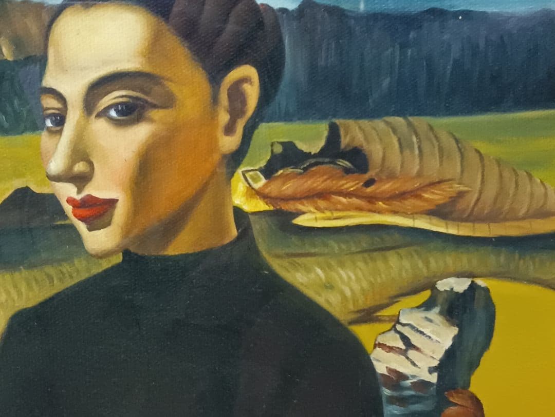 古沢岩美 油絵 F8号 額寸約58×52cm 快適