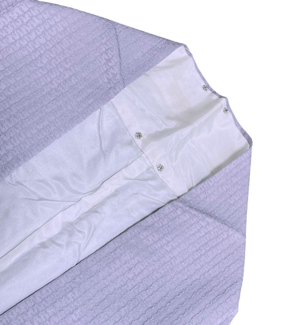 AA8美品 着物 袷 付け下げ刺繍 シワト 薄紫 正絹 暈し 手縫い仕立て 美