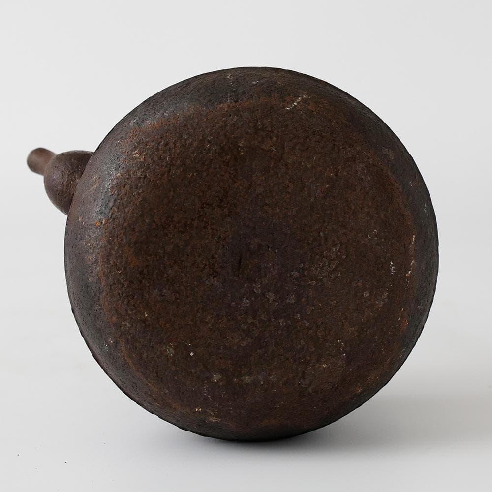 岩肌時代鉄瓶 斑紫銅蓋 湯沸かし 煎茶道具 高さ22㎝ 鉄器 南部 無