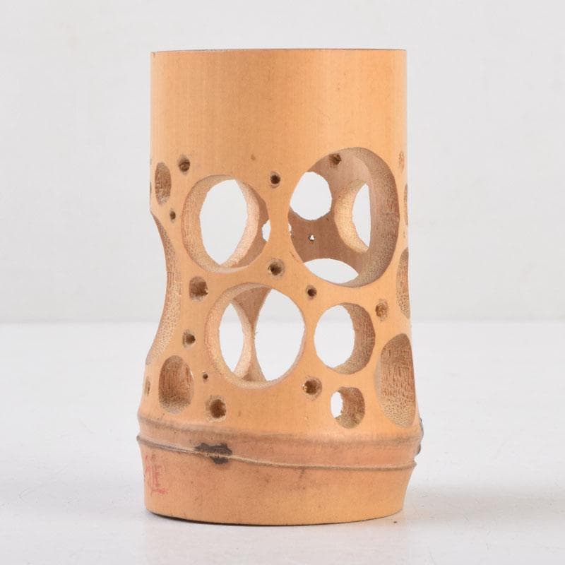 茶道具 雅楽造 水玉竹籠 巾筒 茶巾筒 共箱 V 9226