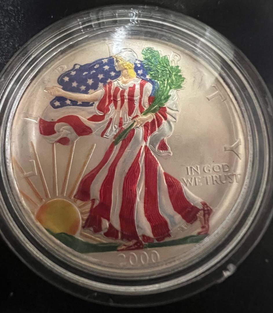S*y様 2000年 アメリカ合衆国イーグルドル銀貨 両面カラーバージョン(ライ