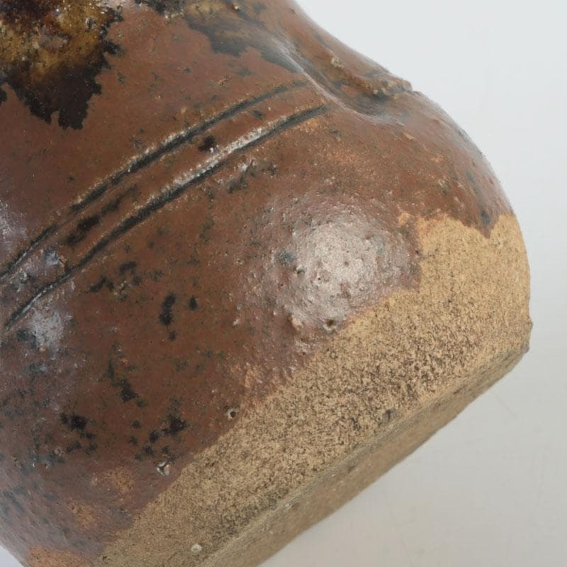 茶道具 萩焼 野坂江月作 耳付瓢形 茶入 仕覆付 森山