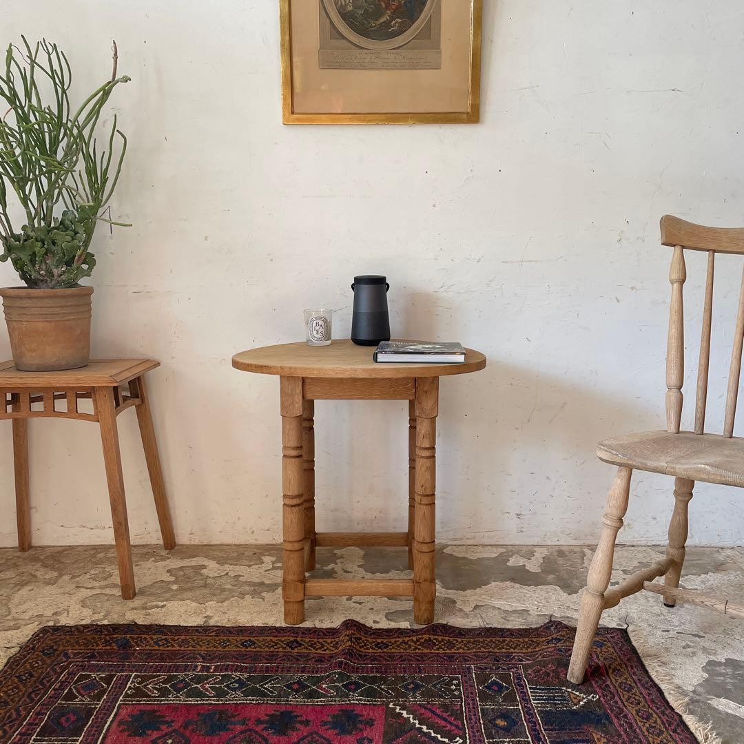 ビンテージラウンドサイドテーブル ローテーブルコーヒーテーブル剥離