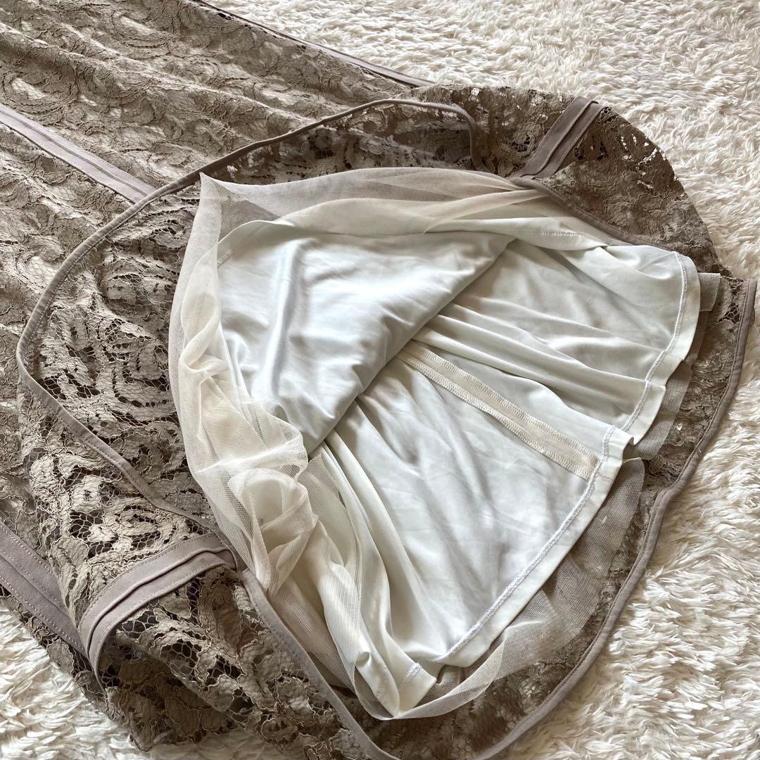 【美品 大きいサイズ12】タダシショージ 総レース ピンタック ロングドレス