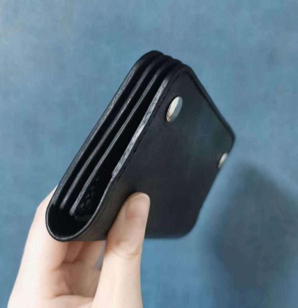 ヌメ革トラッカーウォレットミドル 3層 イタリアンレザー ハンドメイド手縫