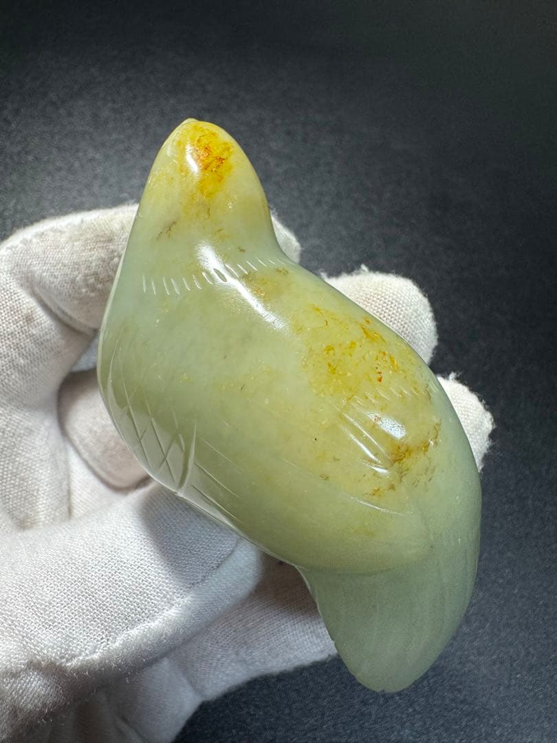 鳥漢時代 和田玉 紋彫り件 時代物 中国古美術 本玉 置物 古玩