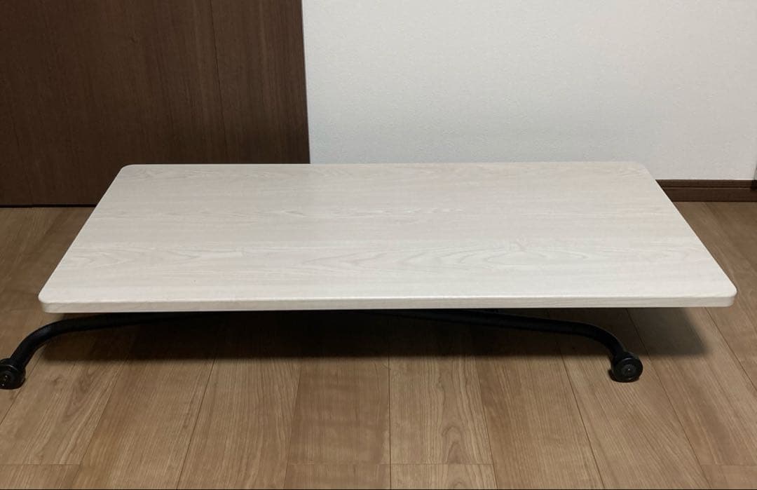 美品　ニトリ　昇降テーブル　ガス圧式　折りたたみ　キャスター付き　ホワイト