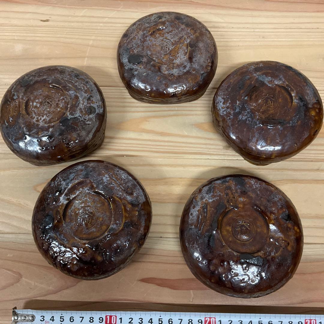 6代大樋長左衛 飴釉四方七宝透かし向付 5客揃え