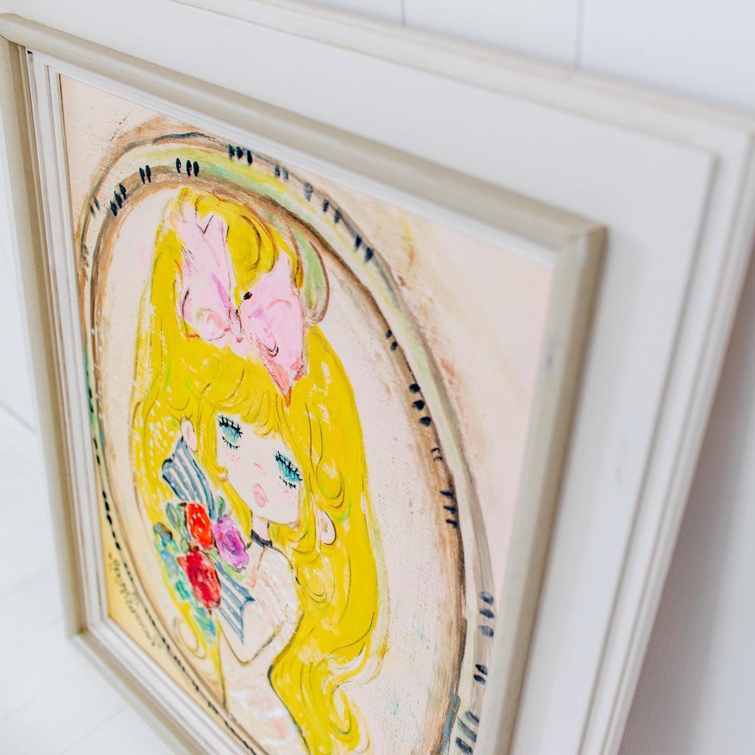 水森亜土 油彩 Rose room F10号 水森 亜土 絵