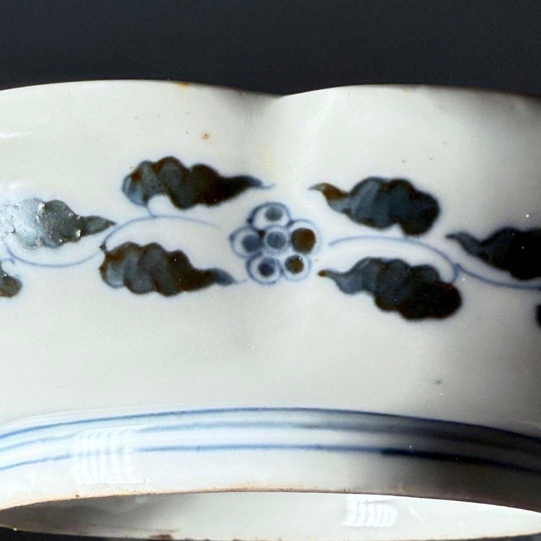 大正〜昭和初期　十二代柿右衛門　錦　丸文様　鳳凰文　変形皿　角福　十枚　希少な器