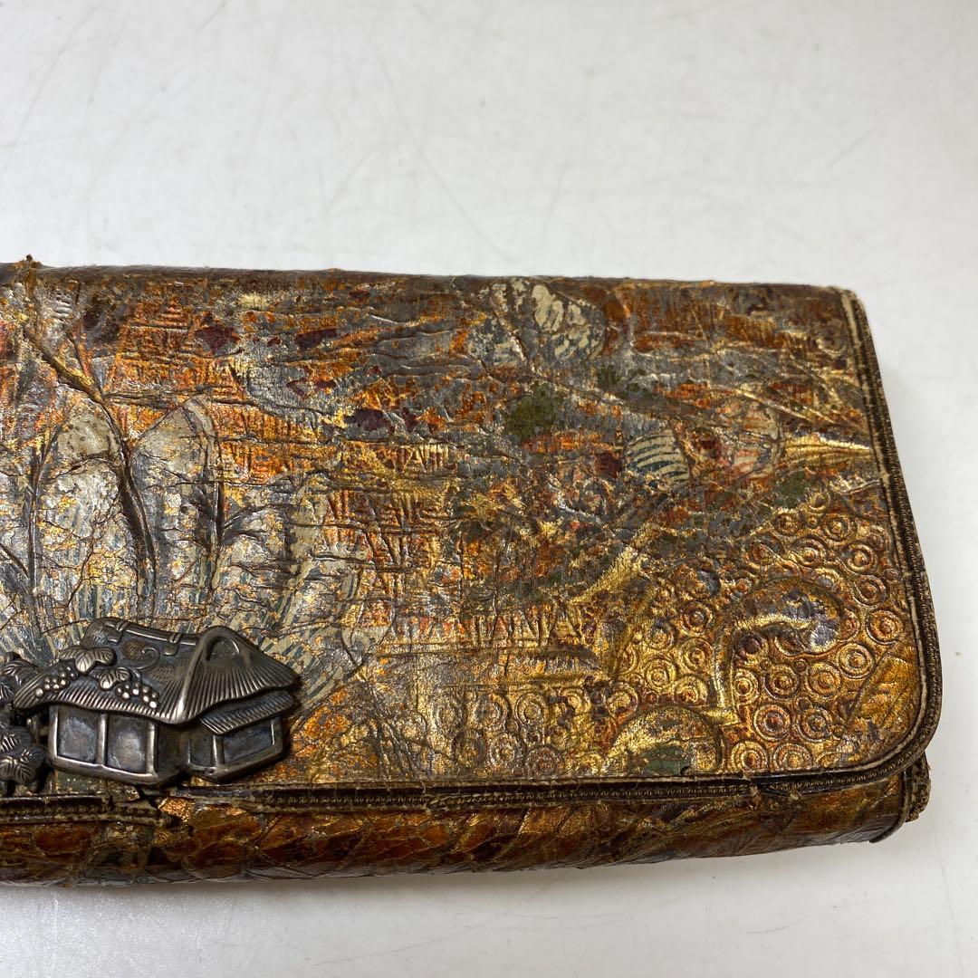 江戸時代 金唐草 銀細工金具 財布 タサオ 東さ8-0104☆2F