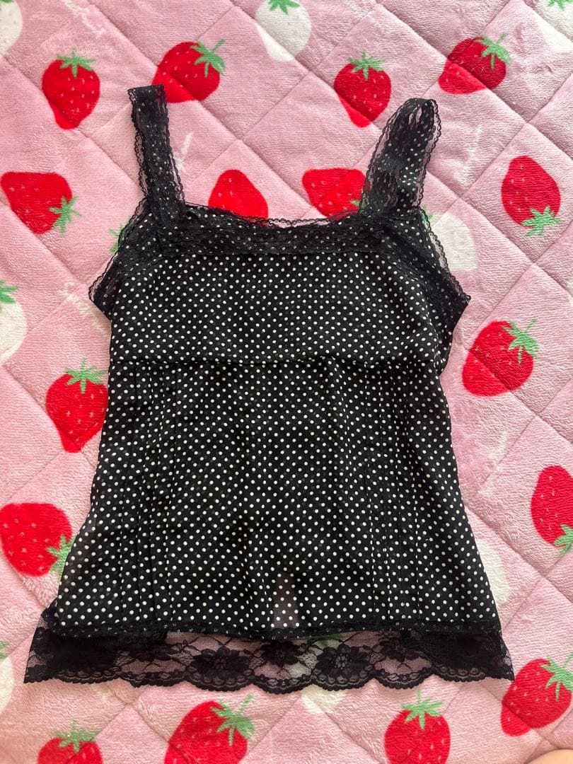 ドット柄 水玉 平成ファッション 森ガール レトロ 平成ギャル キャミソール