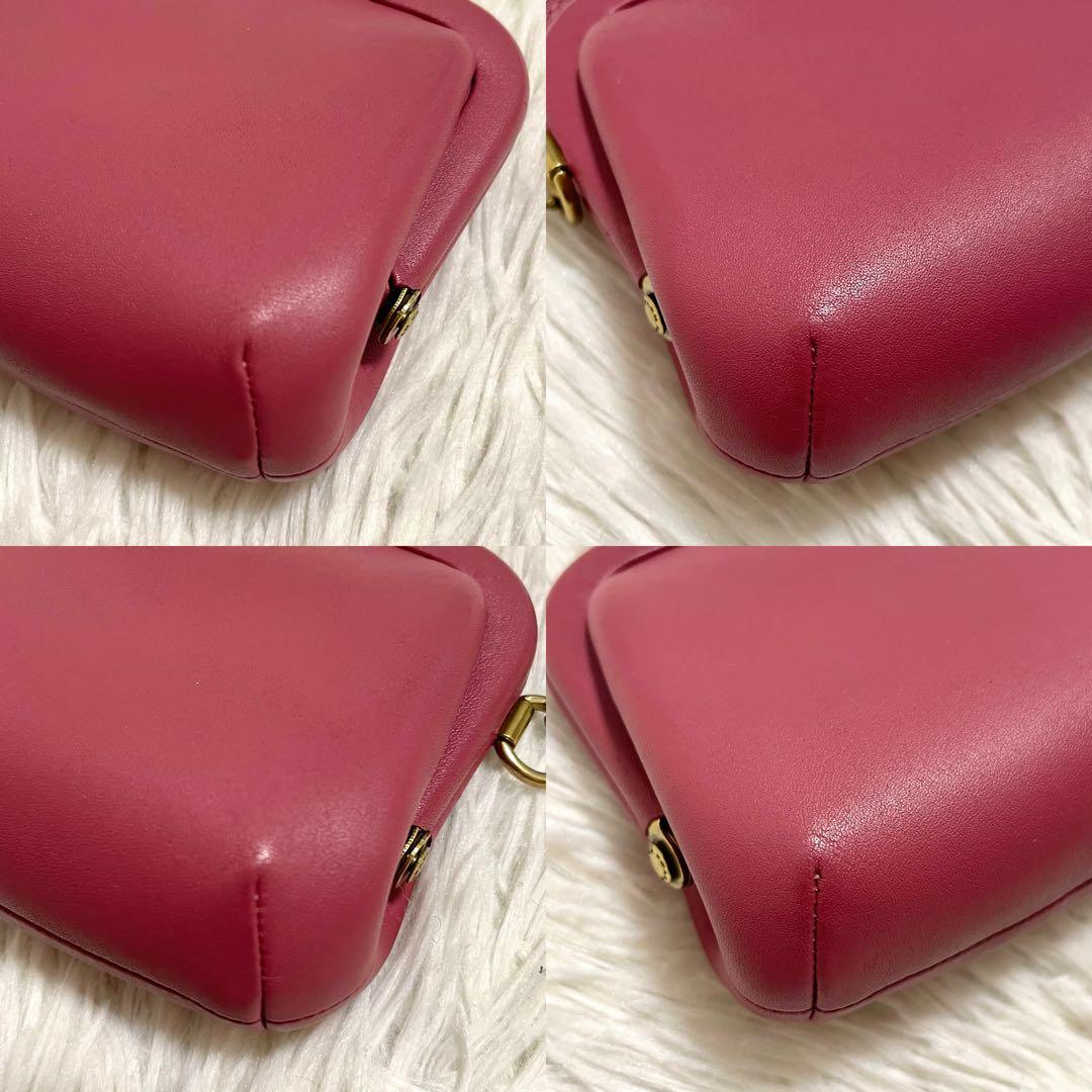 未使用級/コーチ　ケース　キスロック　がま口　ピンク　レザー　現行品