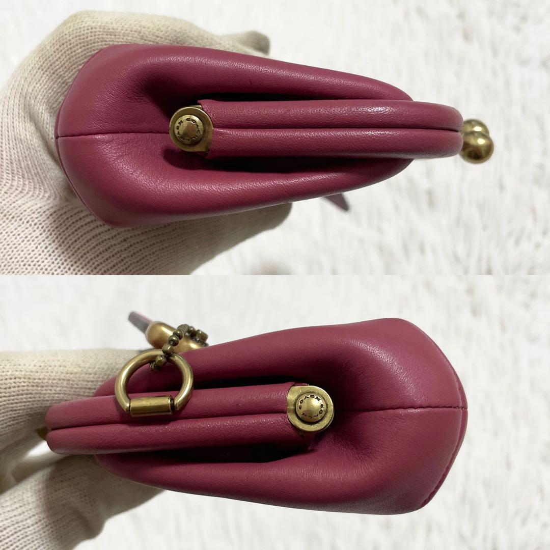 未使用級/コーチ　ケース　キスロック　がま口　ピンク　レザー　現行品