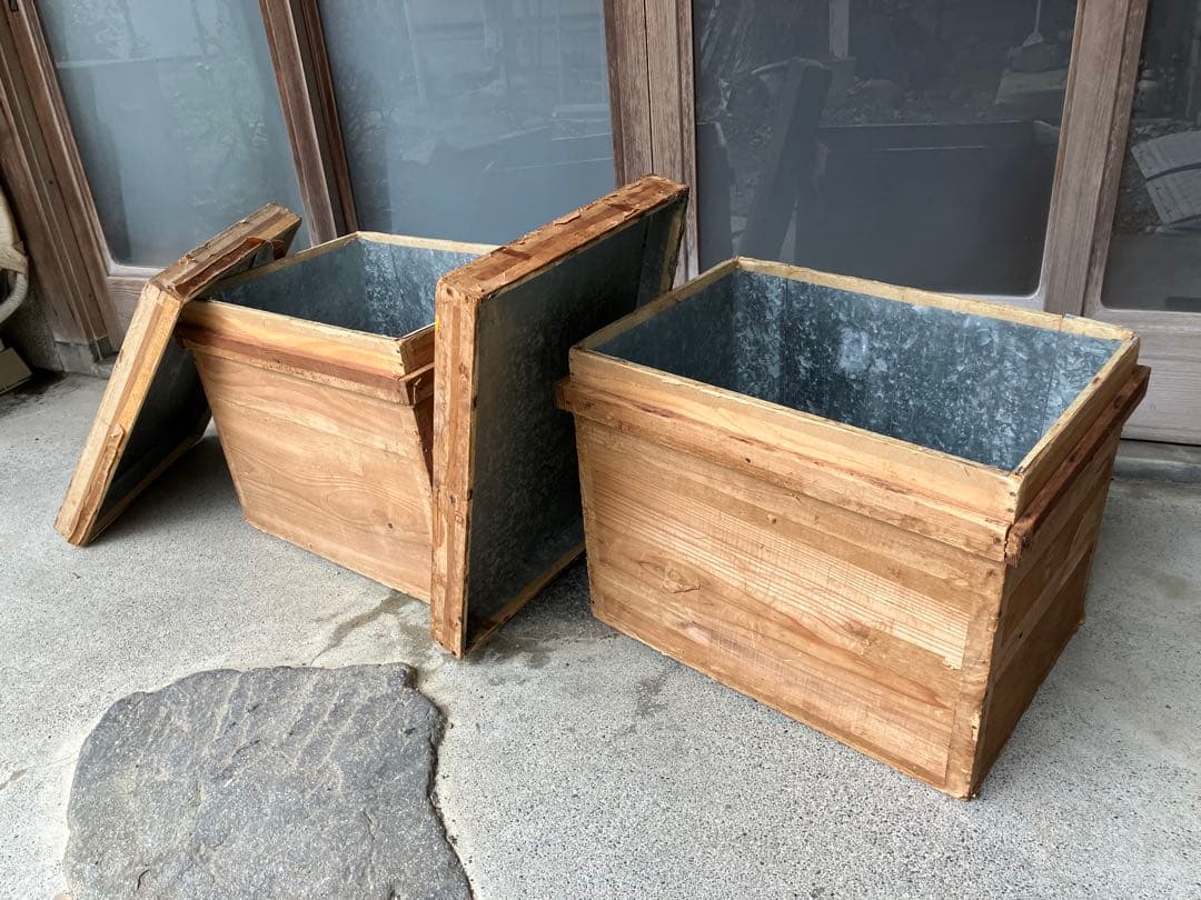 まいまい様専用 木製 茶箱 2個セット 昭和レトロ【お値下げしました】