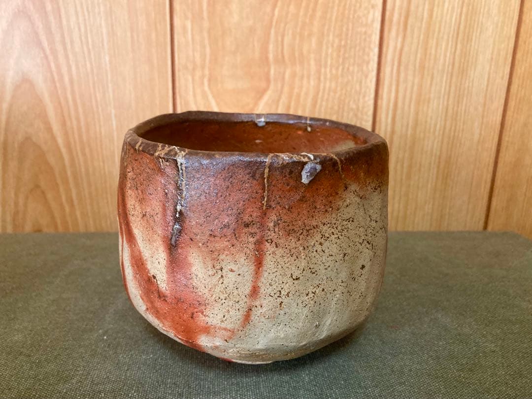 末廣学 備前焼 緋襷茶碗 (検索 焼き締め 森陶岳 火襷 - 工芸品ファッション