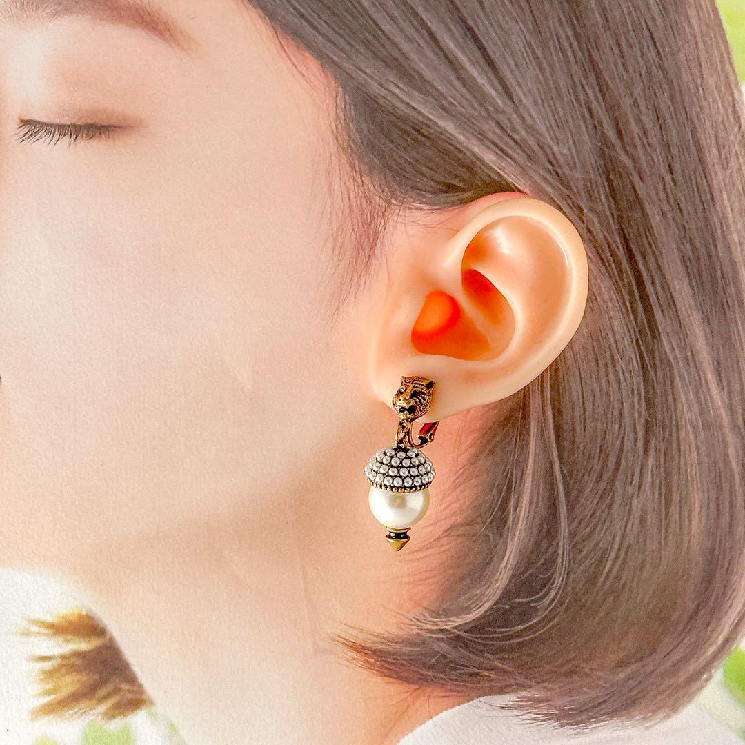 美品 GUCCI タイガーヘッド ゴールド イヤリング イヤークリップ グッチ