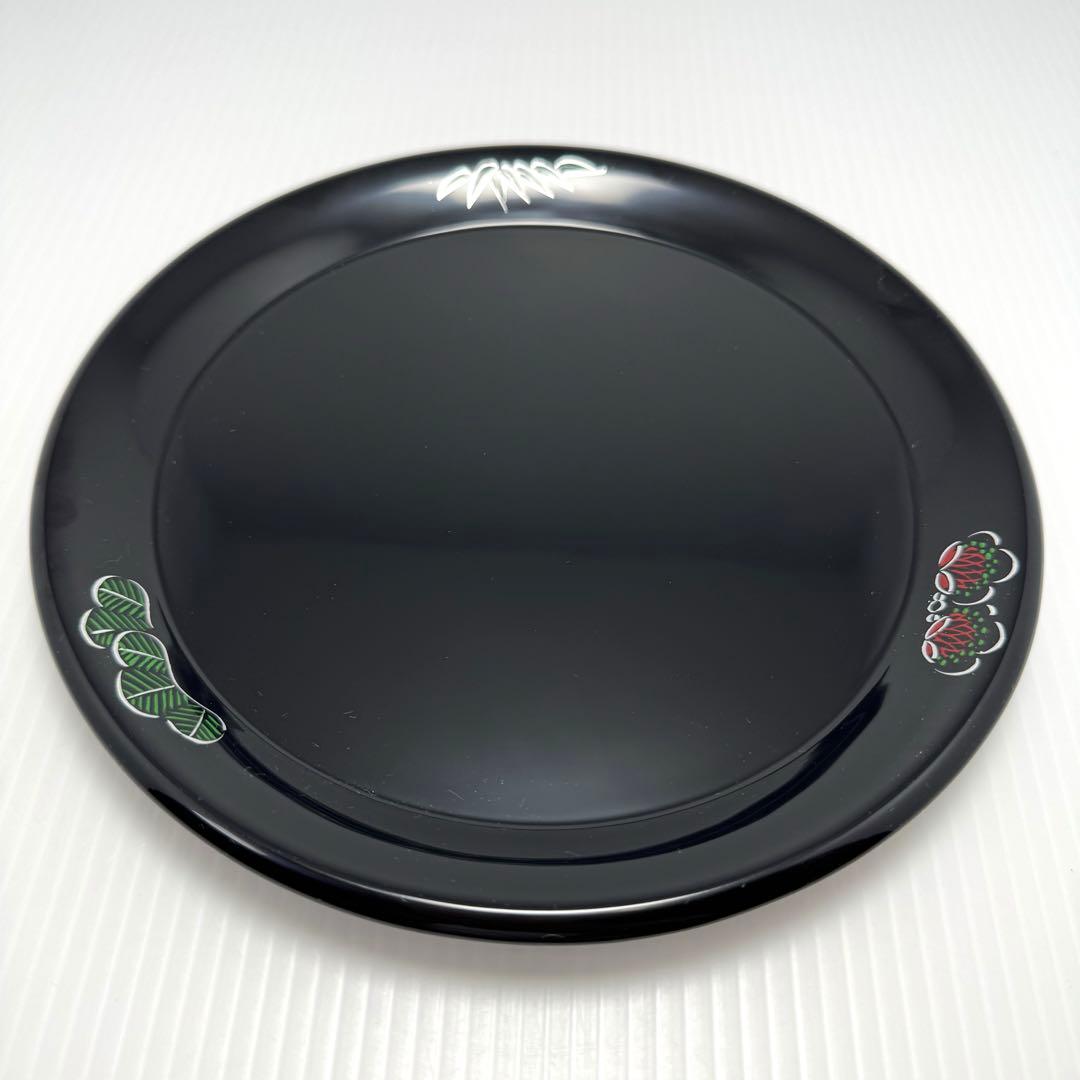 新品未使用 輪島塗 沈金 沈銀 漆器 皿 菓子皿 和皿 和柄 共箱 説明書